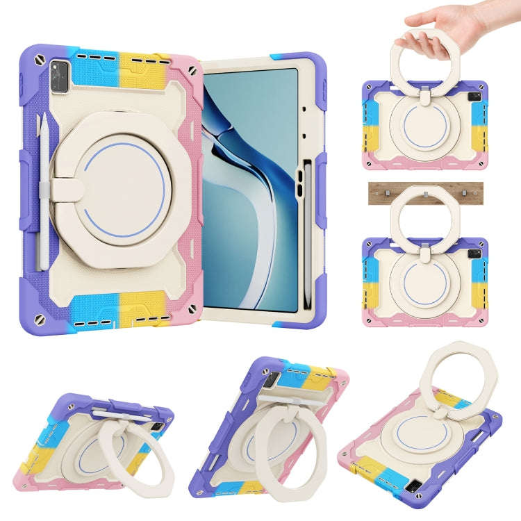 For Huawei MatePad Pro 12.6 2021 Armor Contrast Color Silicone + PC Tablet Case(Colorful Pink)