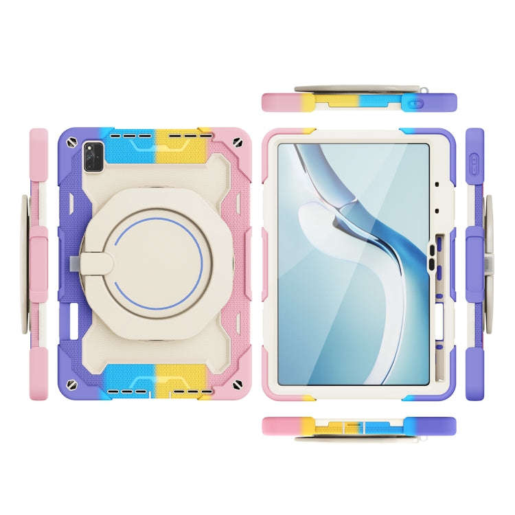 For Huawei MatePad Pro 12.6 2021 Armor Contrast Color Silicone + PC Tablet Case(Colorful Pink)