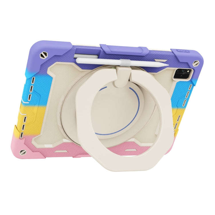 For Huawei MatePad Pro 12.6 2021 Armor Contrast Color Silicone + PC Tablet Case(Colorful Pink)