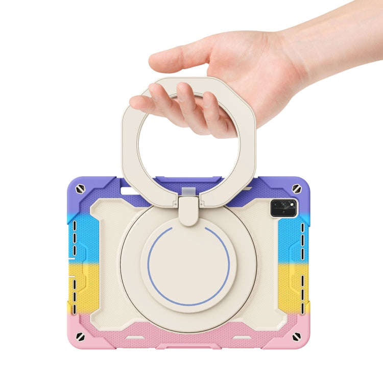 For Huawei MatePad Pro 12.6 2021 Armor Contrast Color Silicone + PC Tablet Case(Colorful Pink)