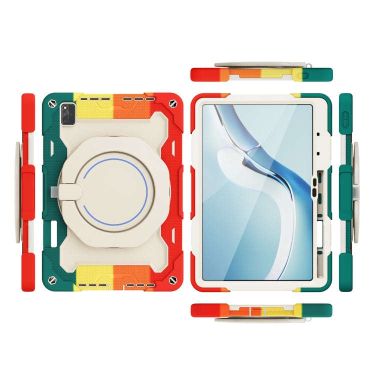 For Huawei MatePad Pro 12.6 2021 Armor Contrast Color Silicone + PC Tablet Case(Colorful Red)