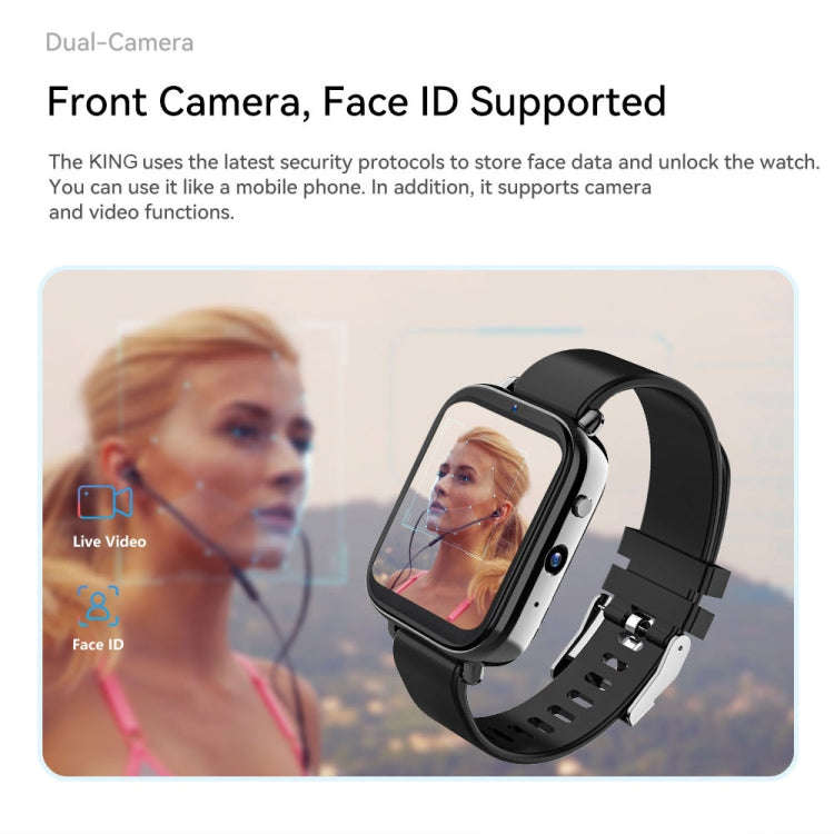 ROGBID KING 1.75 inch Screen 4G LTE Smart Watch Android 9.1OS 4GB+128GB(Black)