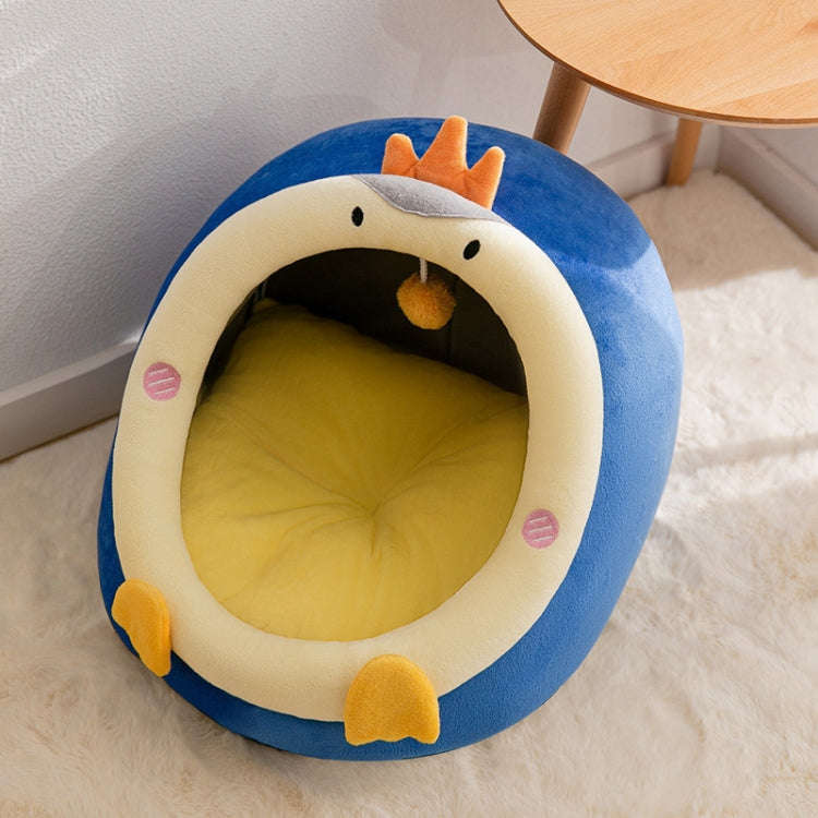 Semi-enclosed Pet Cat and Dog Bed Dog Kennel Pad Pet Supplies, Size:M(Blue Penguin)