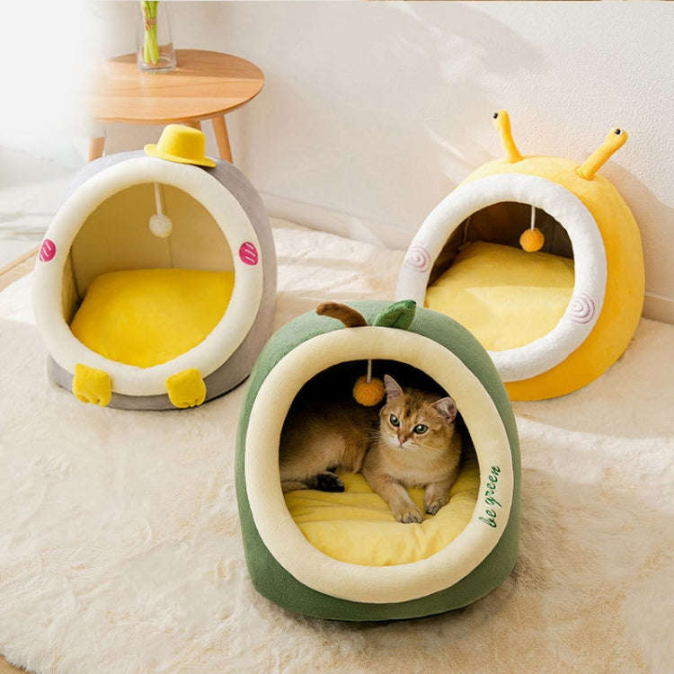 Semi-enclosed Pet Cat and Dog Bed Dog Kennel Pad Pet Supplies, Size:M(Avocado + Mat)