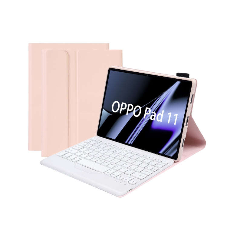 OP11-B Lambskin Texture Ultra-thin Bluetooth Keyboard Leather Case For OPPO Pad 11 inch(Pink)