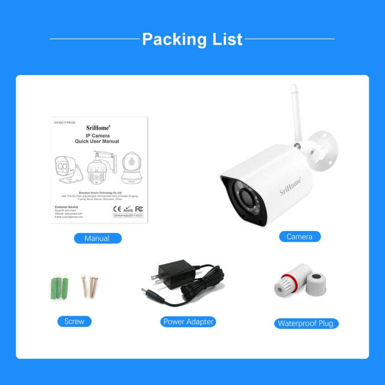 SriHome SH034 5.0MP Mini Dual 2.4 / 5G WiFi Outdoor IP66Waterproof Video Surveillance Color Night...