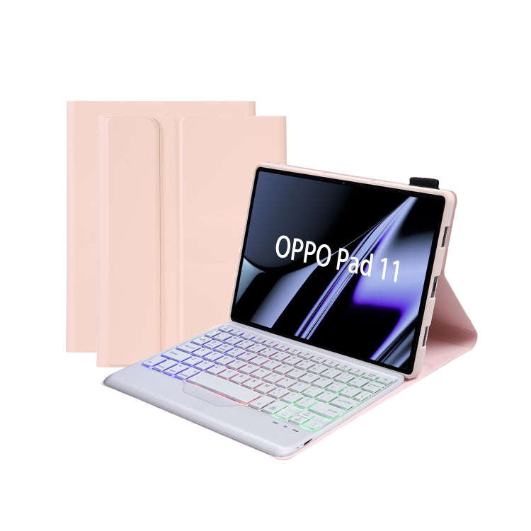 OP11-BS Lambskin Texture Ultra-thin Bluetooth Keyboard Leather Case with Backlight For OPPO Pad 1...