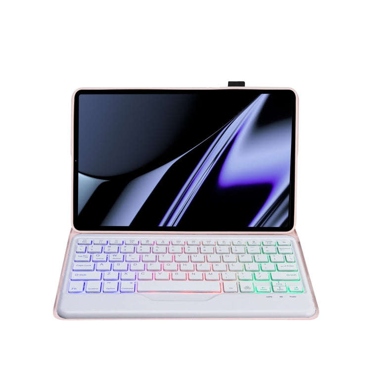 OP11-BS Lambskin Texture Ultra-thin Bluetooth Keyboard Leather Case with Backlight For OPPO Pad 1...
