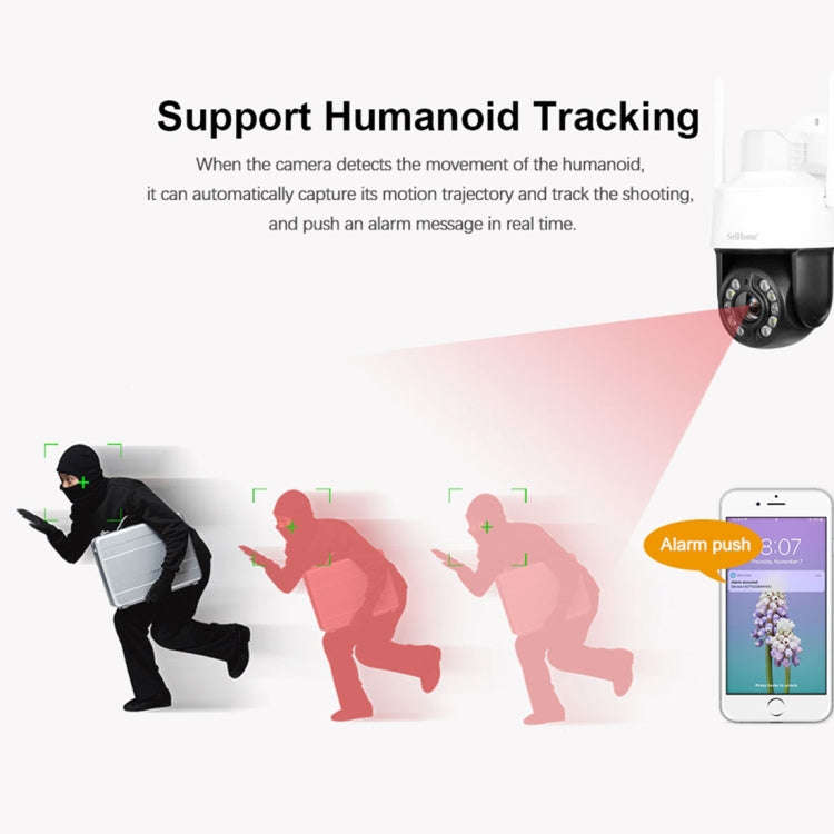 SriHome SH041 5.0MP 20X Optical Zoom 2.4G/5G WiFi IP66 Waterproof AI Auto Tracking H.265 Video Su...