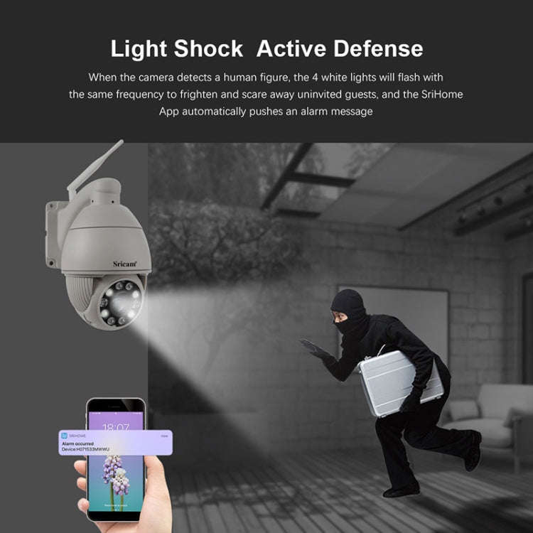 Sricam SP008C 5MP 10X Zoom IP66 Waterproof CCTV WiFi IP Camera Monitor, Plug Type:AU Plug(White)