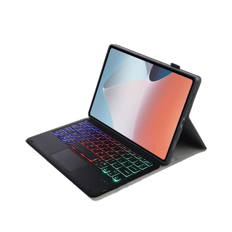 OP12-AS Lambskin Texture Ultra-thin Bluetooth Keyboard Leather Case with Touchpad & Backlight For...