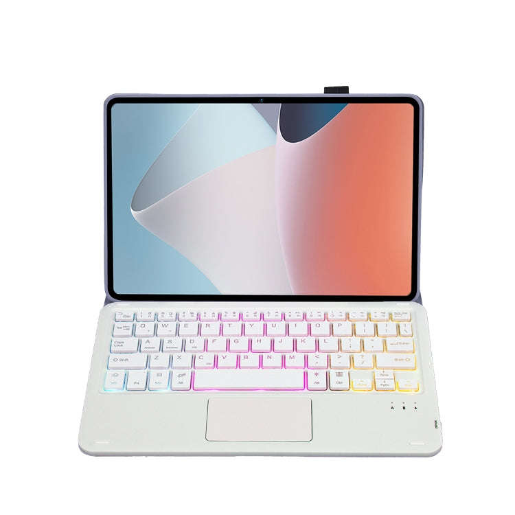 OP12-AS Lambskin Texture Ultra-thin Bluetooth Keyboard Leather Case with Touchpad & Backlight For...