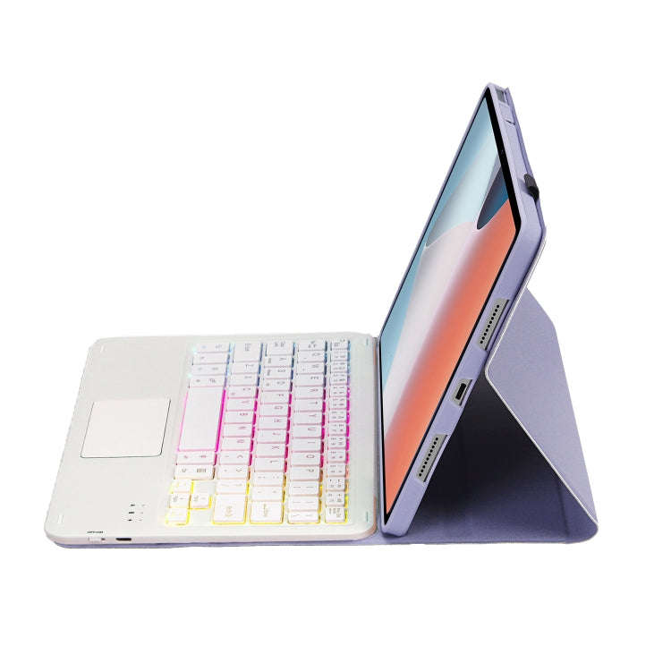 OP12-AS Lambskin Texture Ultra-thin Bluetooth Keyboard Leather Case with Touchpad & Backlight For...
