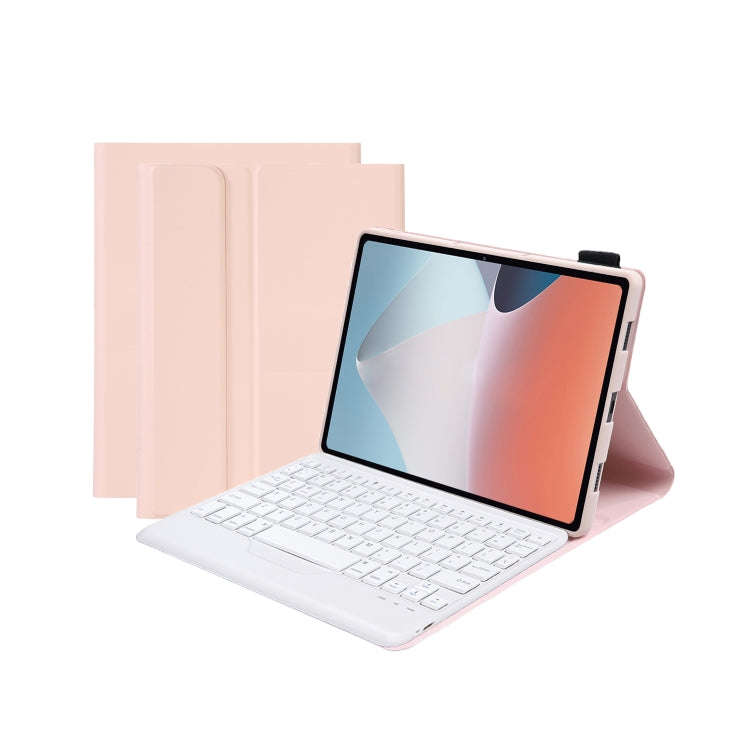OP12-B Lambskin Texture Ultra-thin Bluetooth Keyboard Leather Case For OPPO Pad Air 10.4 inch(Pink)