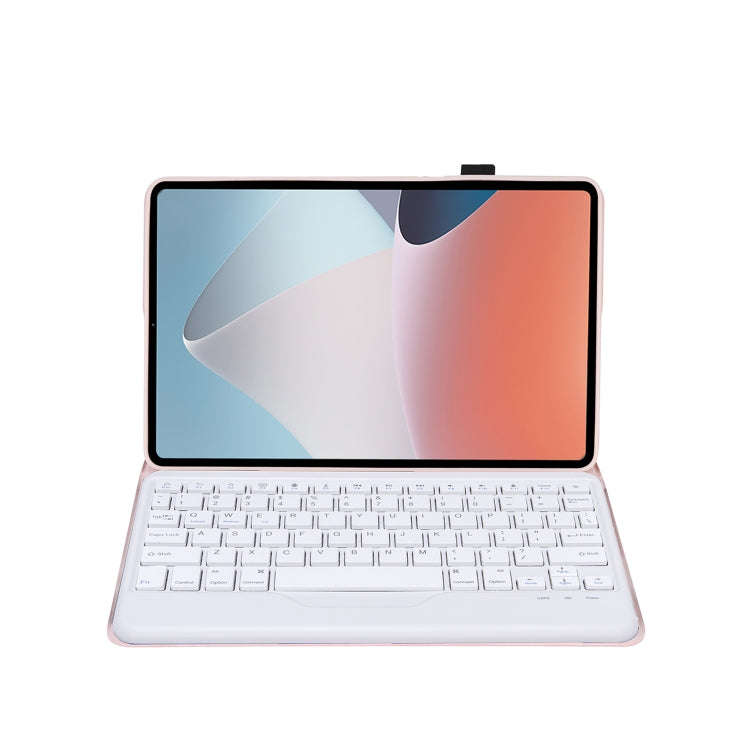 OP12-B Lambskin Texture Ultra-thin Bluetooth Keyboard Leather Case For OPPO Pad Air 10.4 inch(Pink)