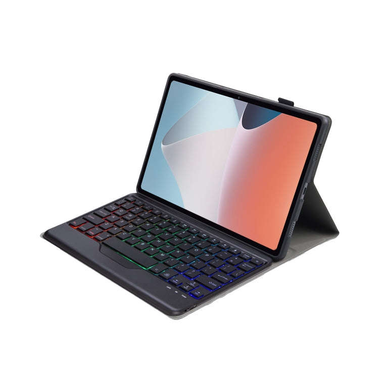 OP12-BS Lambskin Texture Ultra-thin Bluetooth Keyboard Leather Case with Backlight For OPPO Pad A...