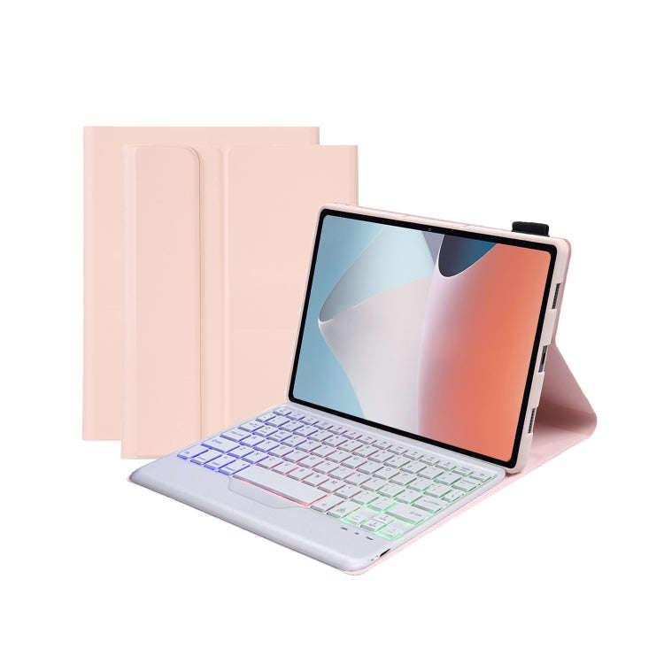 OP12-BS Lambskin Texture Ultra-thin Bluetooth Keyboard Leather Case with Backlight For OPPO Pad A...