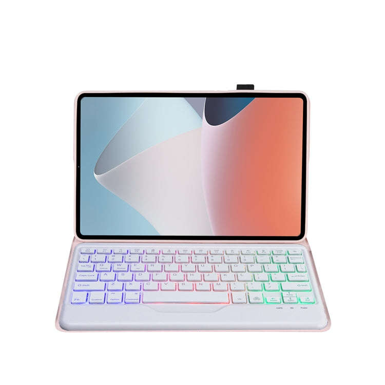 OP12-BS Lambskin Texture Ultra-thin Bluetooth Keyboard Leather Case with Backlight For OPPO Pad A...