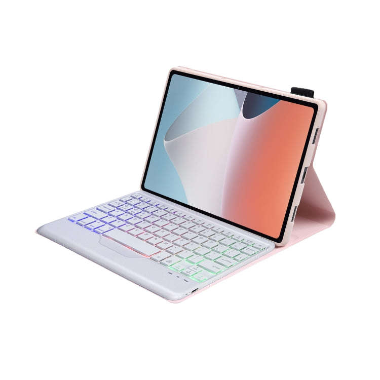 OP12-BS Lambskin Texture Ultra-thin Bluetooth Keyboard Leather Case with Backlight For OPPO Pad A...