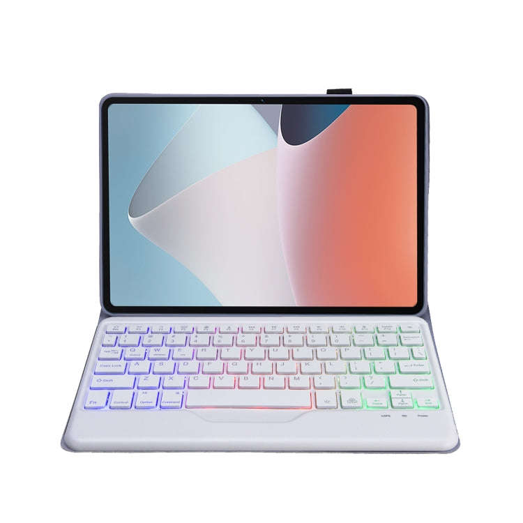 OP12-BS Lambskin Texture Ultra-thin Bluetooth Keyboard Leather Case with Backlight For OPPO Pad A...