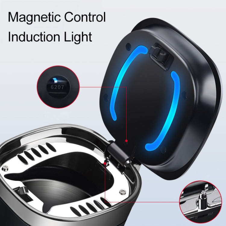 Car Portable Metal Ashtray Built-in LED(Black)