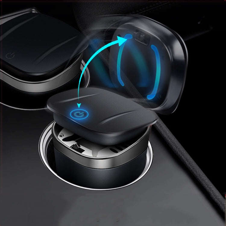 Car Portable Metal Ashtray Built-in LED(Black)