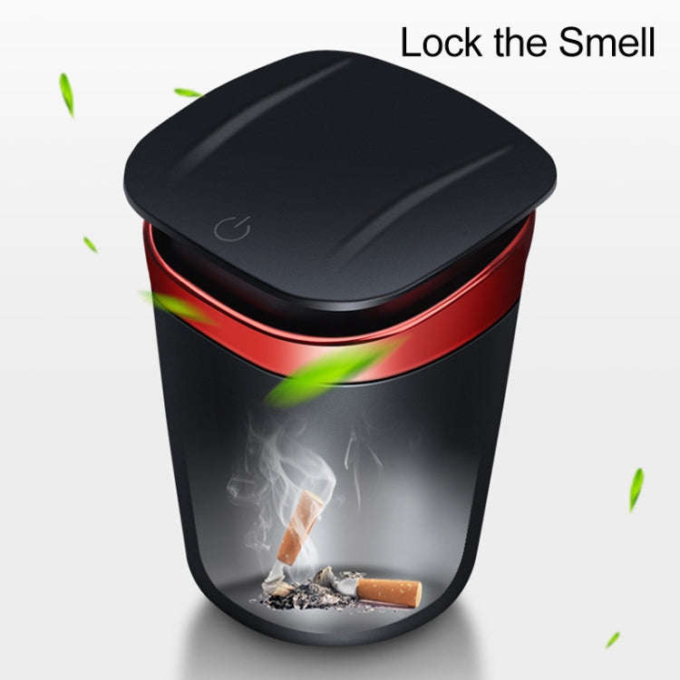 Car Portable Metal Ashtray Built-in LED(Black)