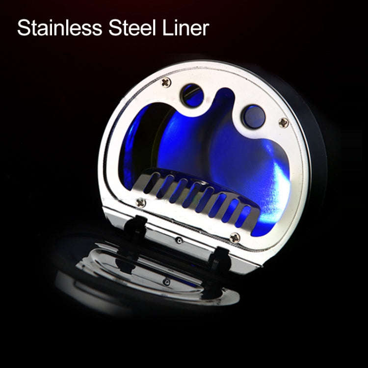 Car Compass Ashtray Built-in LED(Black+Silver)