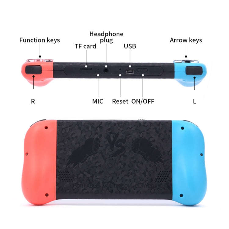 X50 5.1 inch Screen Handheld Retro Game Console 8G Memory with 6000+ Games(Black)