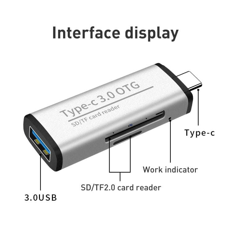 ADS-103 USB 3.0 Female Multifunctional OTG Card Reader(Grey)