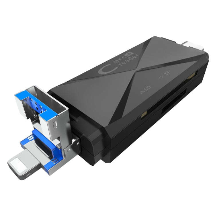 ADS-218 8 Pin+USB+Type-C Multi-function Card Reader(Black)