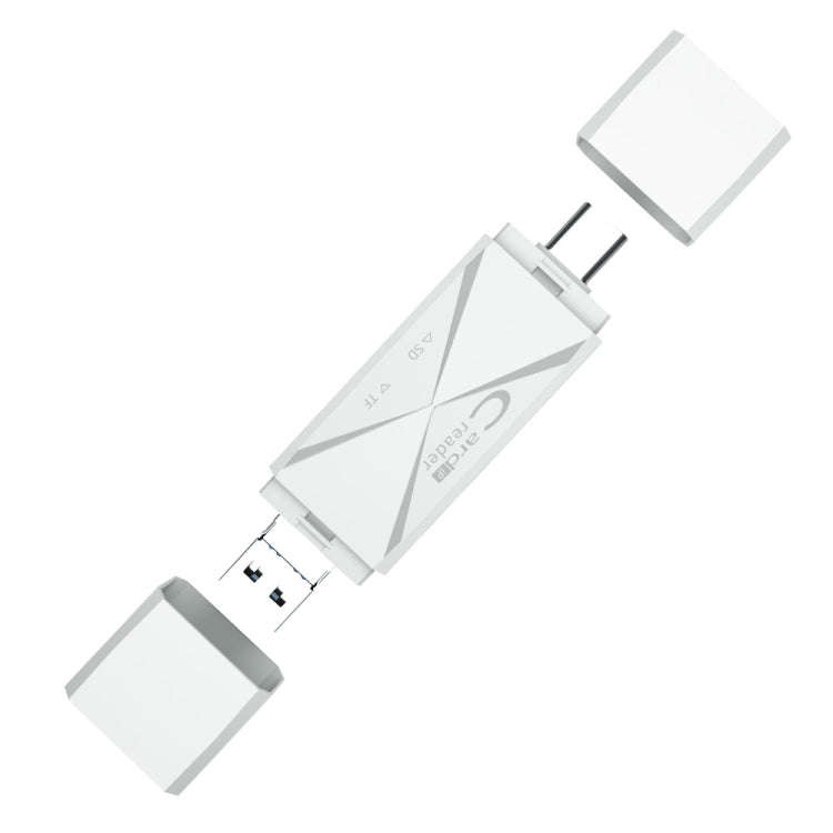 ADS-218 8 Pin+USB+Type-C Multi-function Card Reader(White)