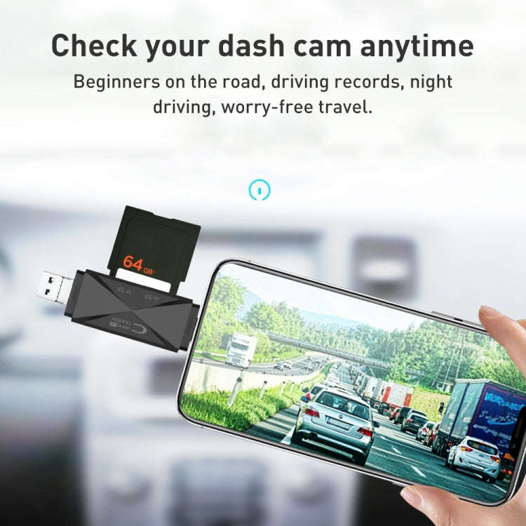 ADS-218 8 Pin+USB+Type-C Multi-function Card Reader(White)