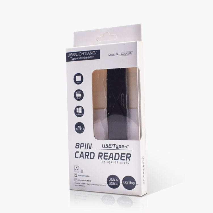 ADS-218 8 Pin+USB+Type-C Multi-function Card Reader(White)