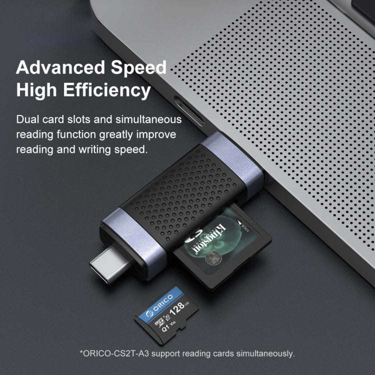 ORICO CS2D-A3 TF/SD Dual Port USB-A3.0 Single Read Card Reader(Black)