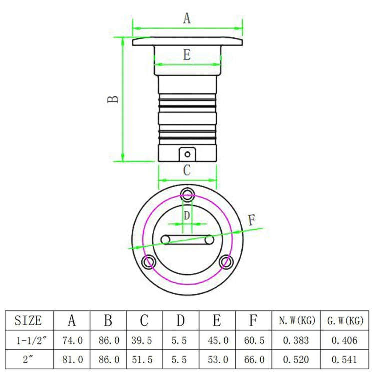 2 inch Stainless Steel Yacht Universal Fuel Filler