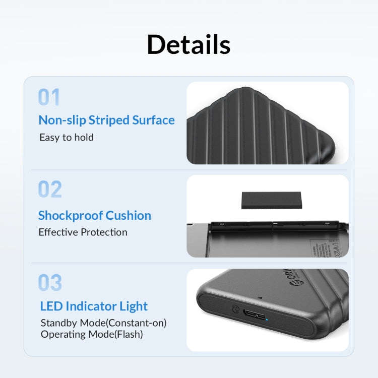 ORICO 25PW1-C3 USB to Type-C 2.5 inch External Storage Hard Drive Case(Black)
