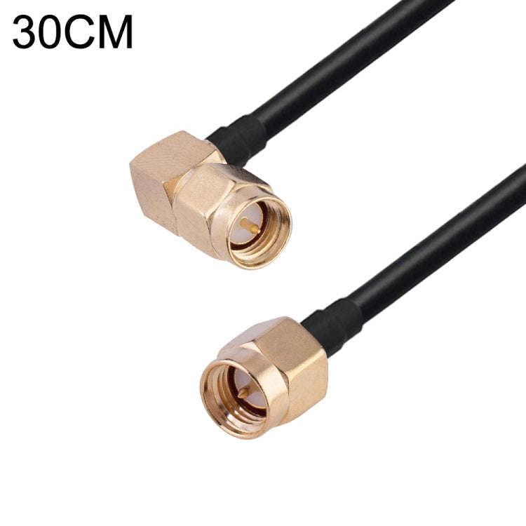 SMA Male Elbow to SMA Male RG174 RF Coaxial Adapter Cable, Length: 30cm
