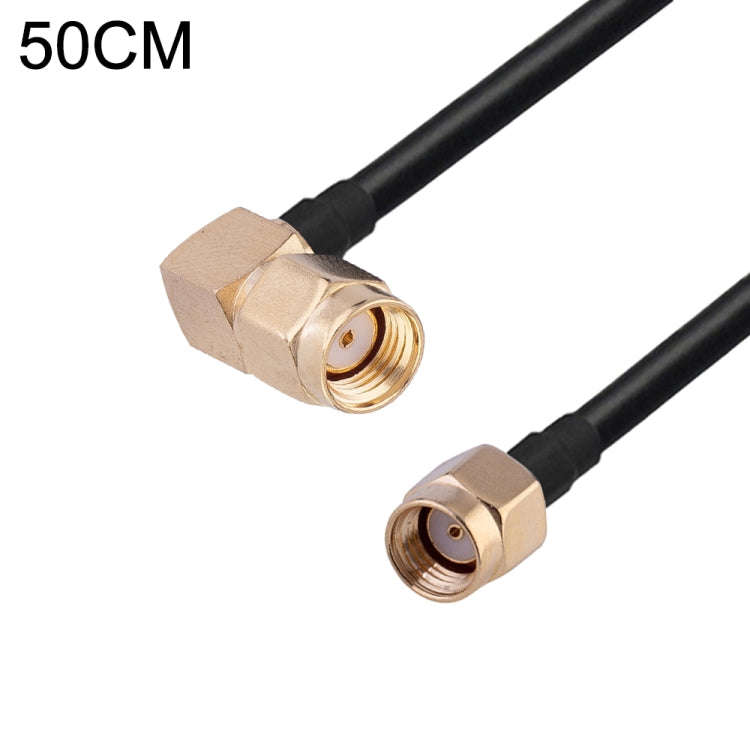 RP-SMA Male Elbow to RP-SMA Male RG174 RF Coaxial Adapter Cable, Length: 50cm