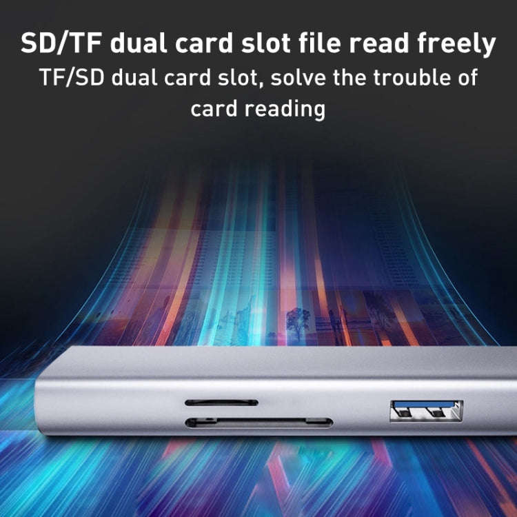 5 in 1 Type-C to SD / TF Card Slot + 3 USB Ports Multifunctional Docking Station HUB(Grey)