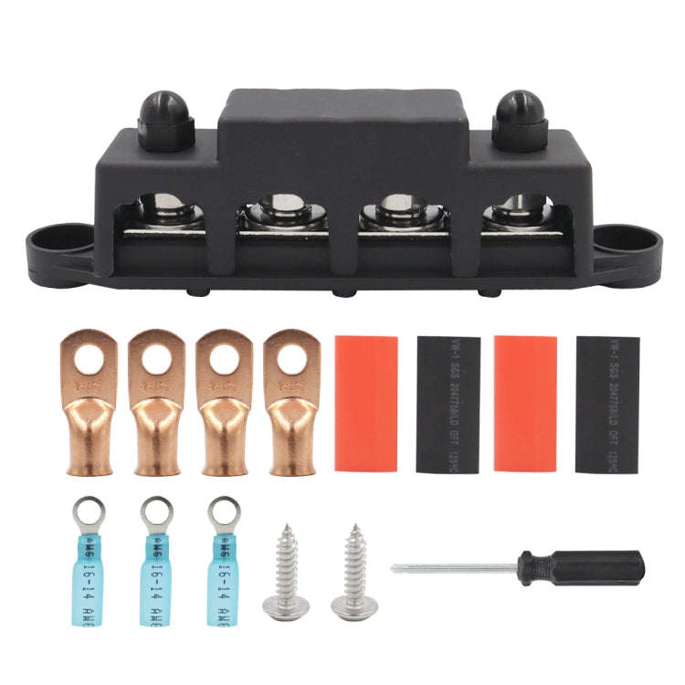 Black M8 Stud RV Ship High Current Power Distribution Terminal Block with Accessories