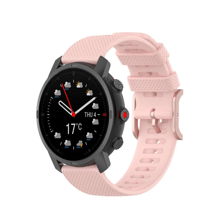 For Coros Apex 46mm / Apex Pro Rose Gold Square Buckle Silicone Watch Band(Light Pink)