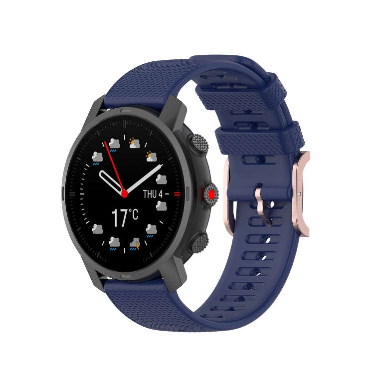For Coros Apex 46mm / Apex Pro Rose Gold Square Buckle Silicone Watch Band(Midnight Blue)