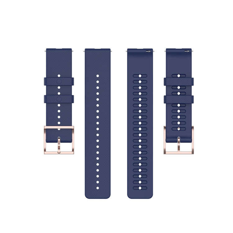 For Coros Apex 46mm / Apex Pro Rose Gold Square Buckle Silicone Watch Band(Midnight Blue)