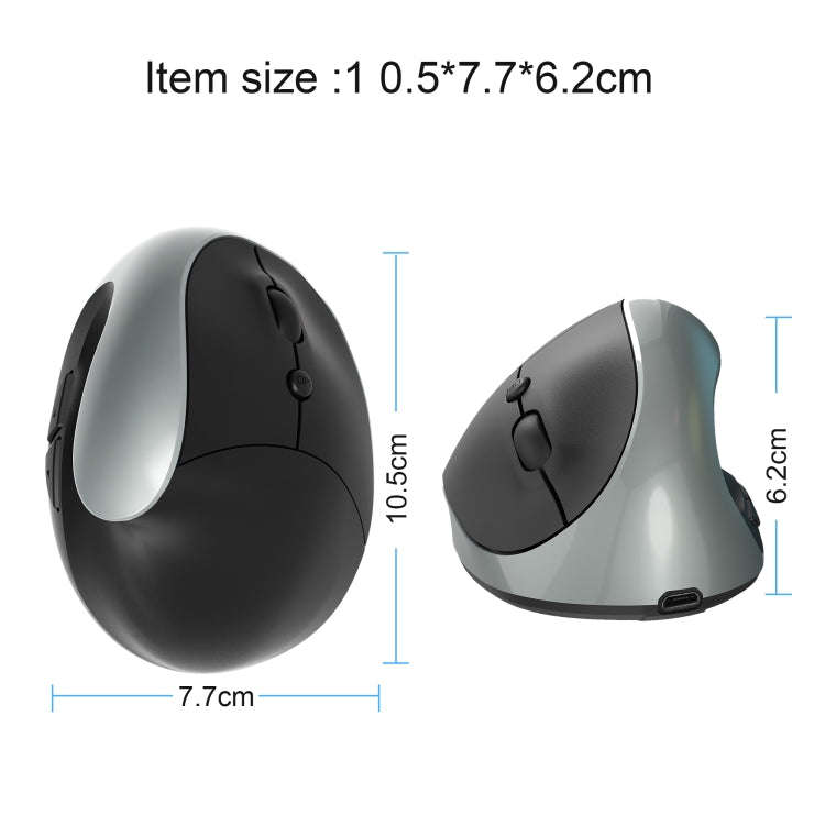 X10 2.4G Wireless Rechargeable Vertical Ergonomic Gaming Mouse(Grey)