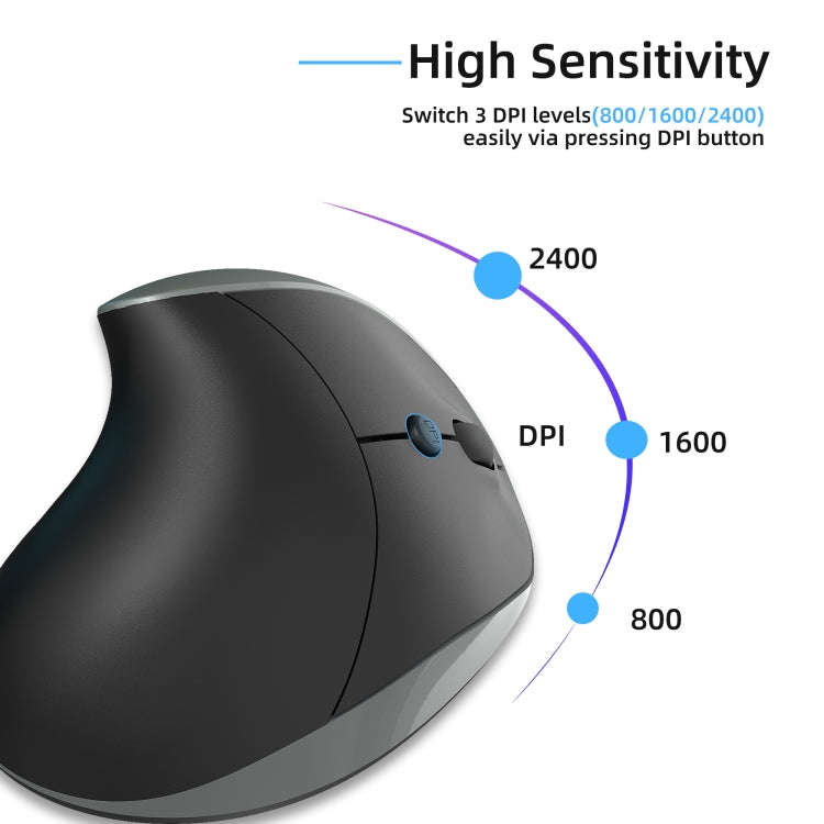 X10 2.4G Wireless Rechargeable Vertical Ergonomic Gaming Mouse(Grey)