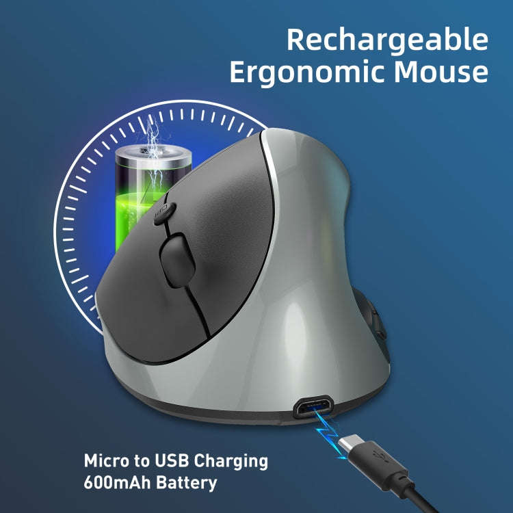 X10 2.4G Wireless Rechargeable Vertical Ergonomic Gaming Mouse(Grey)