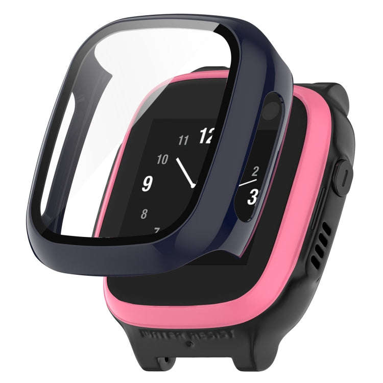 For Xplora X5 Play Children Watch PC + Tempered Film Integrated Protective Watch Case(Ink Blue)