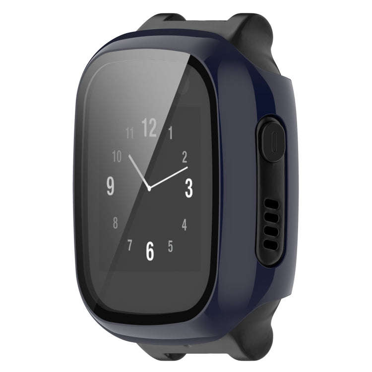 For Xplora X5 Play Children Watch PC + Tempered Film Integrated Protective Watch Case(Ink Blue)