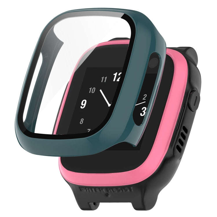 For Xplora X5 Play Children Watch PC + Tempered Film Integrated Protective Watch Case(Pine Green)